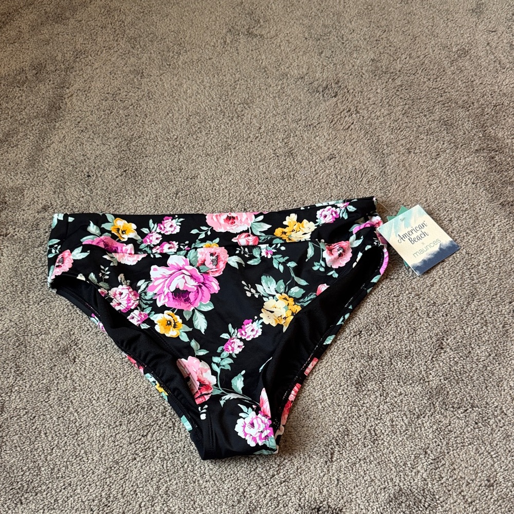 American Beach by Maurices Floral Print Bikini Bottom SIZE L